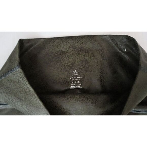 Offline x Aerie Women's Sz M Olive Green The Hugger Hi-Waisted Crackle Leggings - Picture 3 of 9